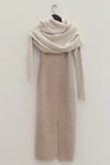 Un Morceau Wool Pile Neck Oversized Dress UM222LS20 Cream PUM41